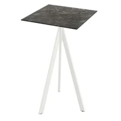 Feros Infinity Tripod Stehtisch Weiß frame + Galaxy Marble HPL 70x70 cm
