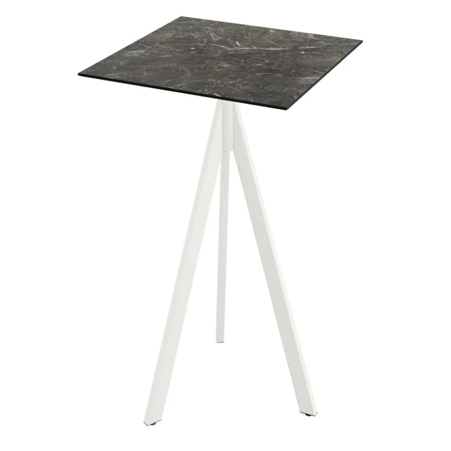 Feros Infinity Tripod Stehtisch Weiß frame + Galaxy Marble HPL 70x70 cm