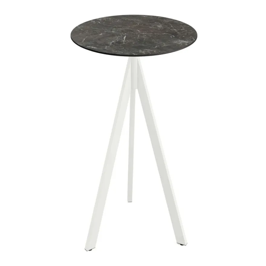 Feros Infinity Tripod Stehtisch Weiß frame + Galaxy Marble HPL Ø70 cm