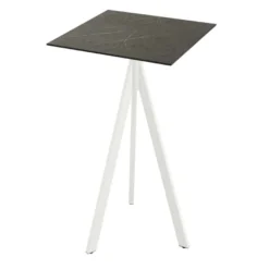 Feros Infinity Tripod Stehtisch Weiß frame + Midnight Marble HPL 70x70 cm