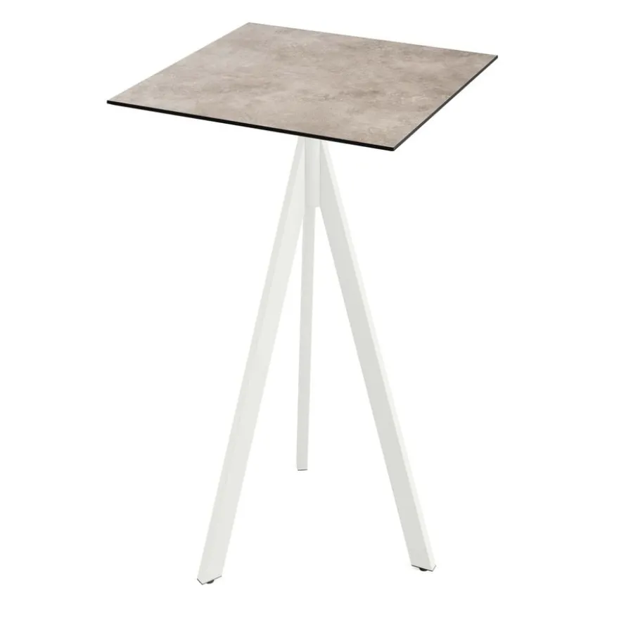 Feros Infinity Tripod Stehtisch Weiß frame + Moonstone HPL 70x70 cm