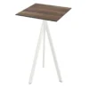 Feros Infinity Tripod Stehtisch Weiß frame + Tropical Wood HPL 70x70 cm