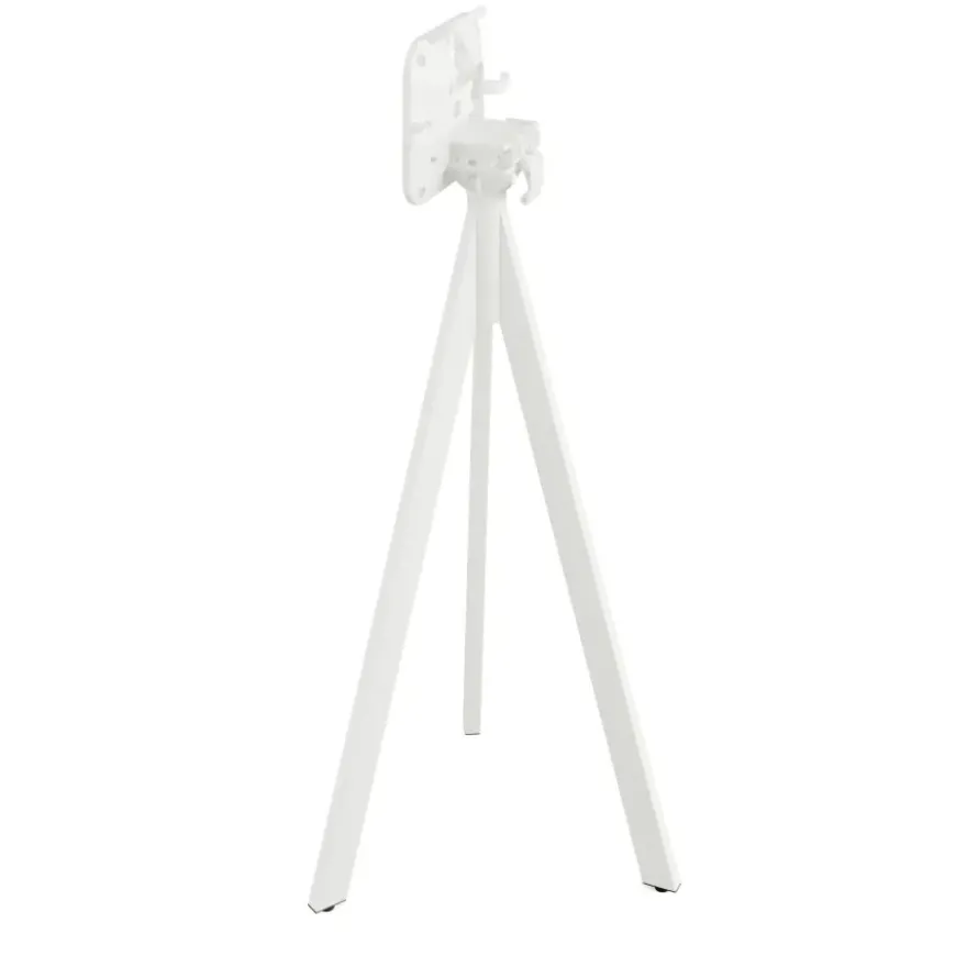 Feros Infinity Tripod Stehtisch Weiß frame + Tropical Wood HPL 70x70 cm