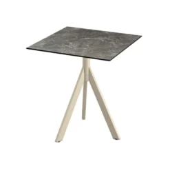 Feros Infinity Tripod Terrassentisch Sand frame + Galaxy Marble HPL 70x70 cm