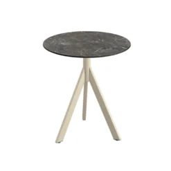 Feros Infinity Tripod Terrassentisch Sand frame + Galaxy Marble HPL Ø70 cm