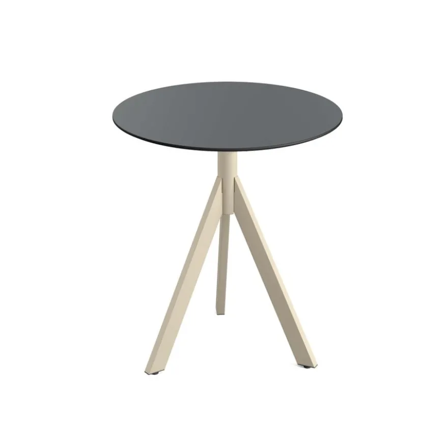 Feros Infinity Tripod Terrassentisch Sand frame + Schwarz HPL Ø70 cm