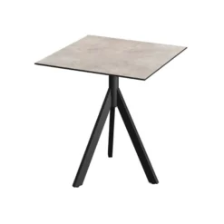 Feros Infinity Tripod Terrassentisch Schwarz frame + Moonstone HPL 70x70 cm