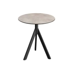 Feros Infinity Tripod Terrassentisch Schwarz frame + Moonstone HPL Ø70 cm