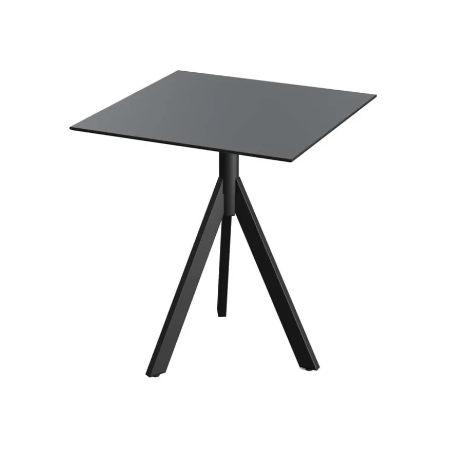Feros Infinity Tripod Terrassentisch Schwarz frame + Schwarz HPL 70x70 cm