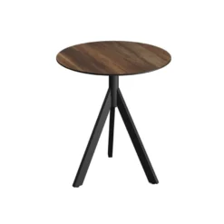 Feros Infinity Tripod Terrassentisch Schwarz frame + Tropical Wood HPL Ø70 cm