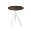 Feros Infinity Tripod Terrassentisch Weiß frame + Riverwashed Wood HPL Ø70 cm