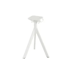 Feros Infinity Tripod Terrassentisch Weiß frame + Riverwashed Wood HPL Ø70 cm