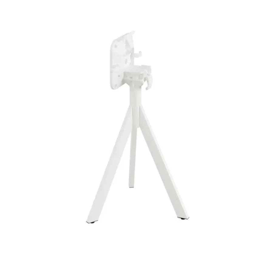 Feros Infinity Tripod Terrassentisch Weiß frame + Riverwashed Wood HPL Ø70 cm