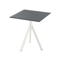 Feros Infinity Tripod Terrassentisch Weiß frame + Schwarz HPL 70x70 cm