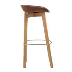 FEROS Keeve stapelbarer Barstuhl - niedrige Sitzschale, gepolstert - Holz / Rotbraun