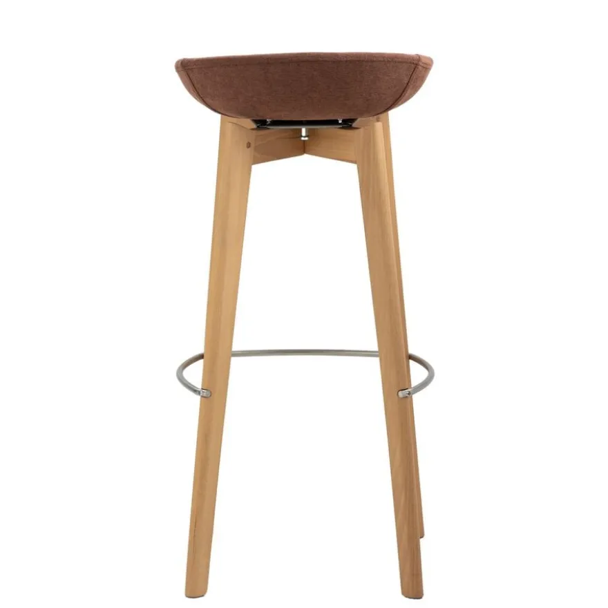 FEROS Keeve stapelbarer Barstuhl - niedrige Sitzschale, gepolstert - Holz / Rotbraun