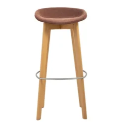 FEROS Keeve stapelbarer Barstuhl - niedrige Sitzschale, gepolstert - Holz / Rotbraun