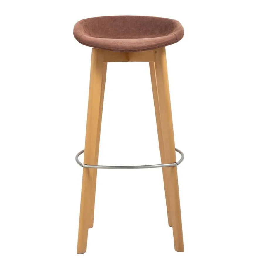 FEROS Keeve stapelbarer Barstuhl - niedrige Sitzschale, gepolstert - Holz / Rotbraun