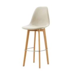 FEROS Keeve stapelbarer Barstuhl gepolstert - Holz / Beige