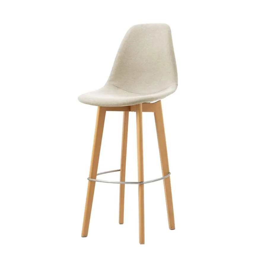 FEROS Keeve stapelbarer Barstuhl gepolstert - Holz / Beige
