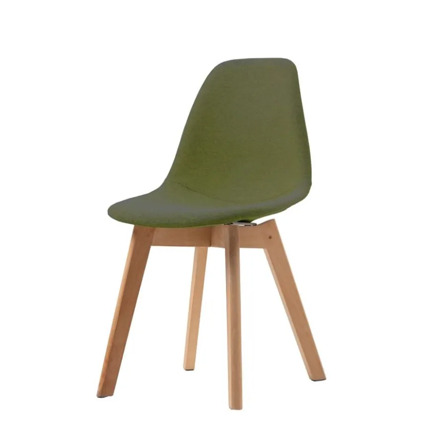 FEROS Keeve Stapelstuhl gepolstert - Holz / Grün