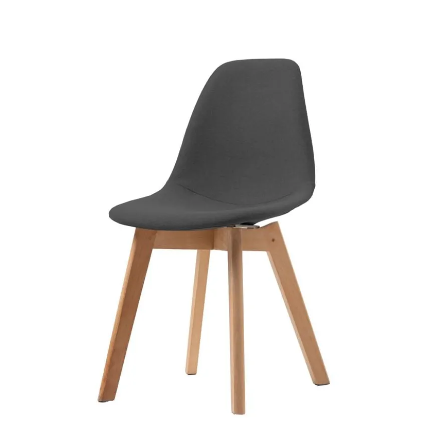 FEROS Keeve Stapelstuhl gepolstert - Holz / Dunkelgrau