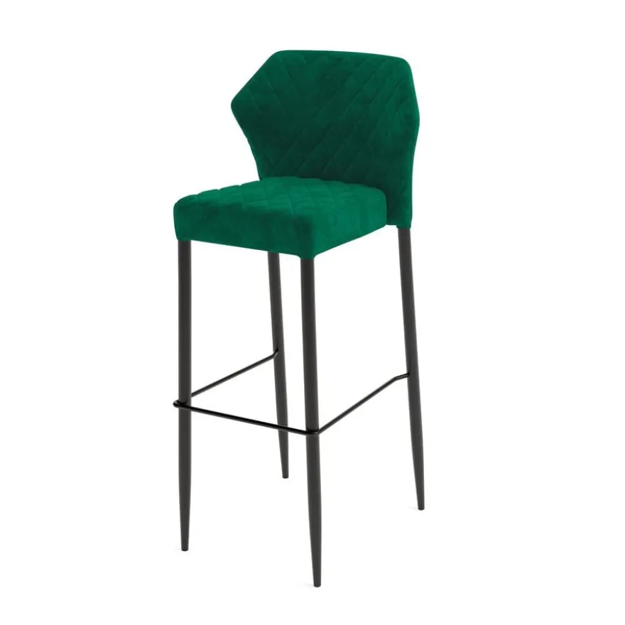 Feros Louis Barhocker Velours Gepolstert Grün, feuerhemmend, 500 x 470 x 1050 mm