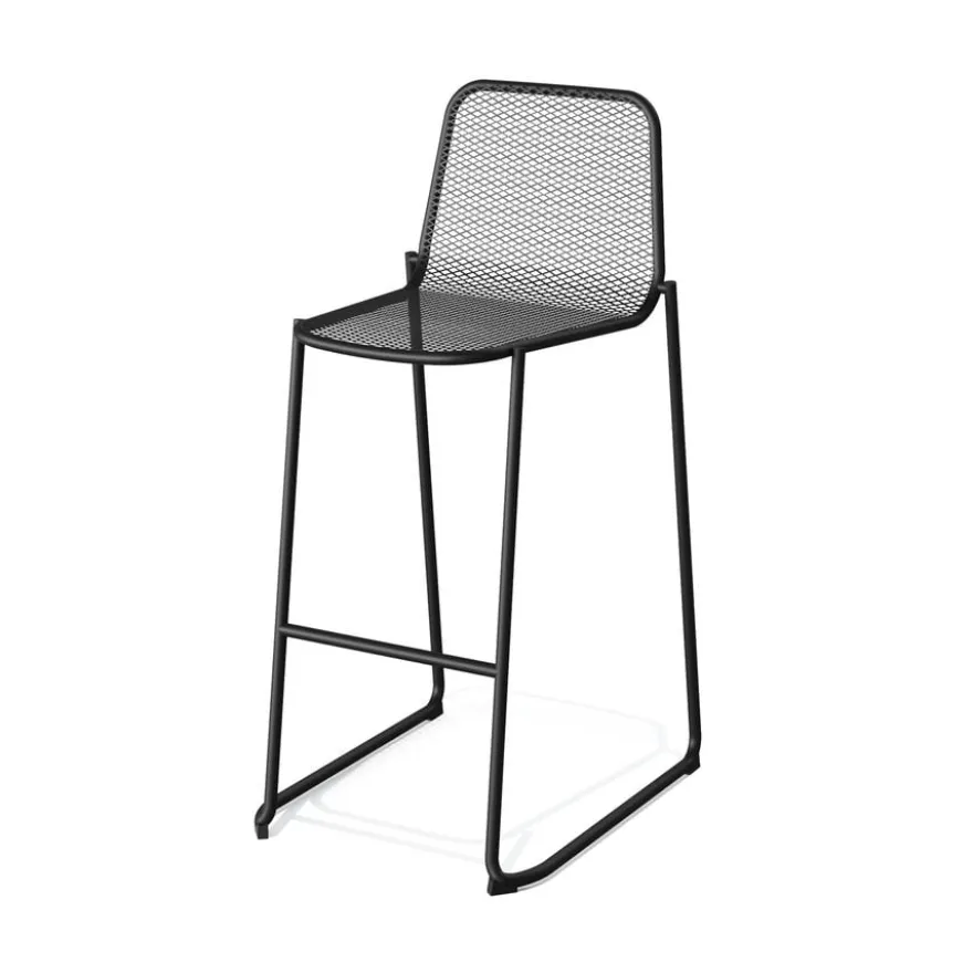 Feros Mase Barhocker Metall stapelbar – Schwarz