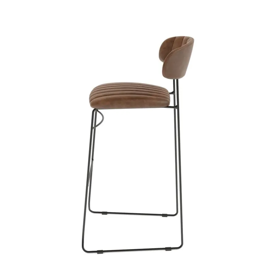 Feros Mundo Barhocker Cognac, Kunstleder gepolstert, feuerhemmend, 465 x 490 x 1050 mm