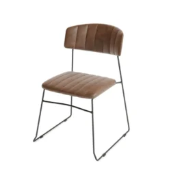 Feros Mundo Stapelstuhl Cognac, Kunstleder gepolstert, feuerhemmend, 540 x 550 x 790 mm