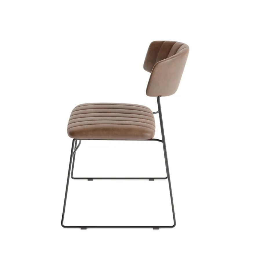 Feros Mundo Stapelstuhl Cognac, Kunstleder gepolstert, feuerhemmend, 540 x 550 x 790 mm