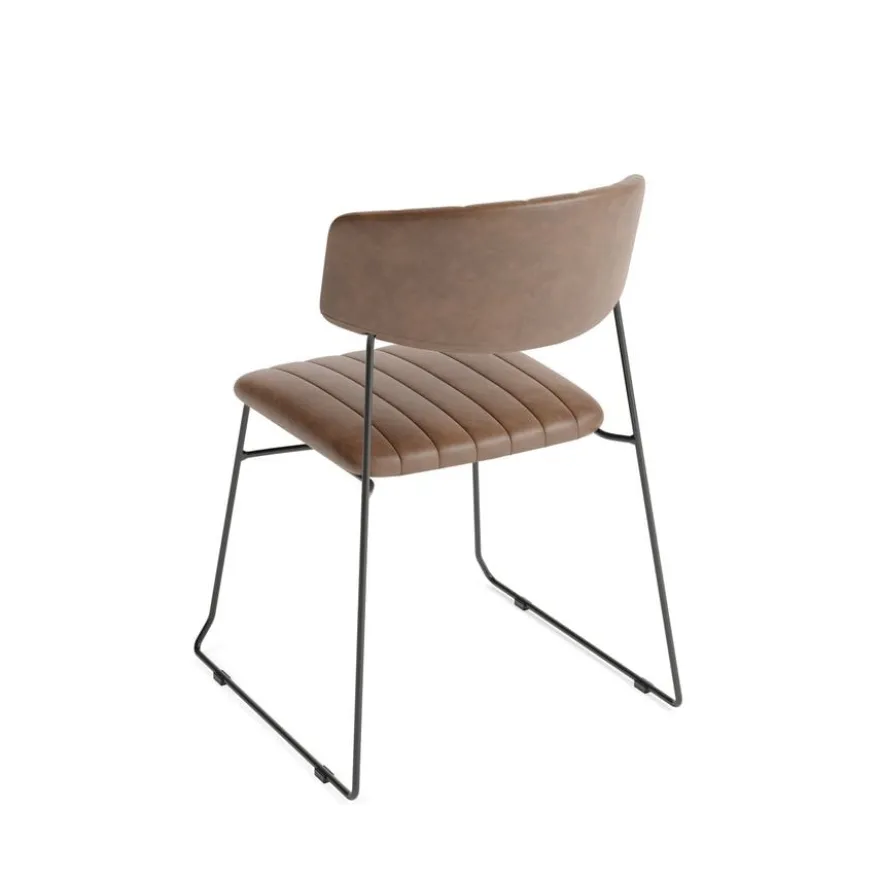 Feros Mundo Stapelstuhl Cognac, Kunstleder gepolstert, feuerhemmend, 540 x 550 x 790 mm