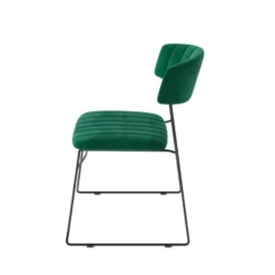 Feros Mundo Stapelstuhl Grün, Velours gepolstert, feuerhemmend, 540 x 550 x 790 mm