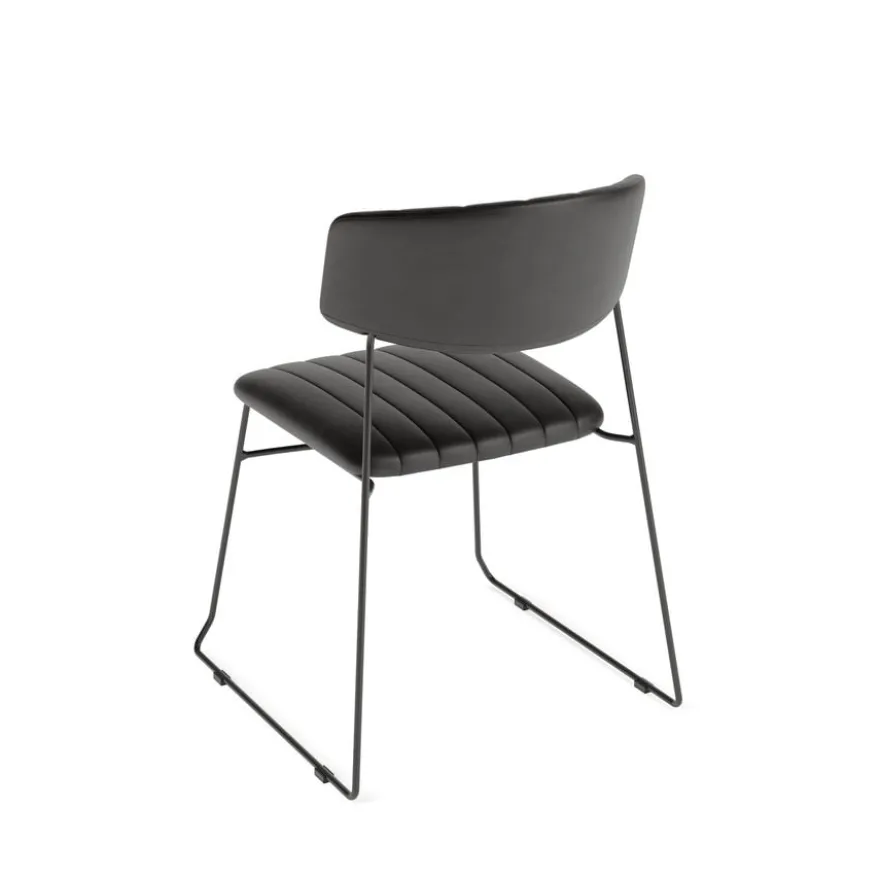 Feros Mundo Stapelstuhl Schwarz, Kunstleder gepolstert, feuerhemmend, 540 x 550 x 790 mm
