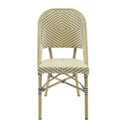 Feros Paris Bistrostuhl Rattan – Bambus-Weiß/Schwarz