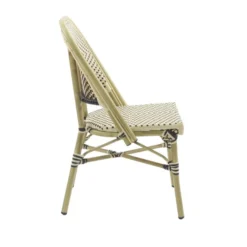 Feros Paris Bistrostuhl Rattan – Bambus-Weiß/Schwarz