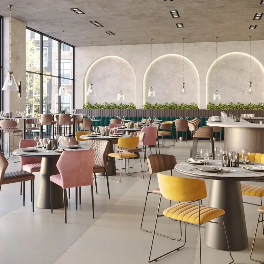 Feros Restaurantstuhl Louis, Velour Grün, velours fabric gepolstert