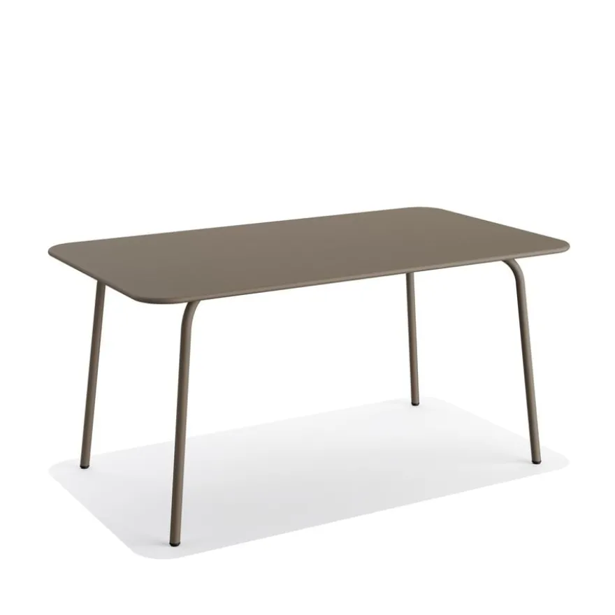 Feros Shine Gartentisch Stahl Rechteck – Cappuccino