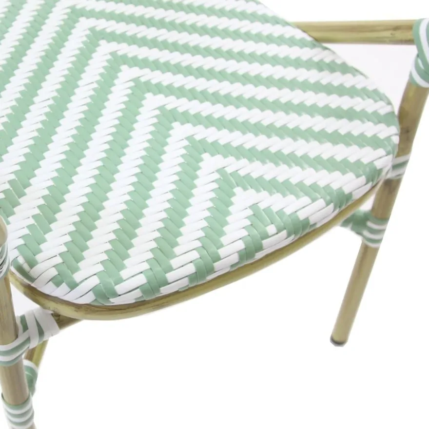 Feros Tango Bistrostuhl Rattan – Bambus-Weiß/Pastellgrün