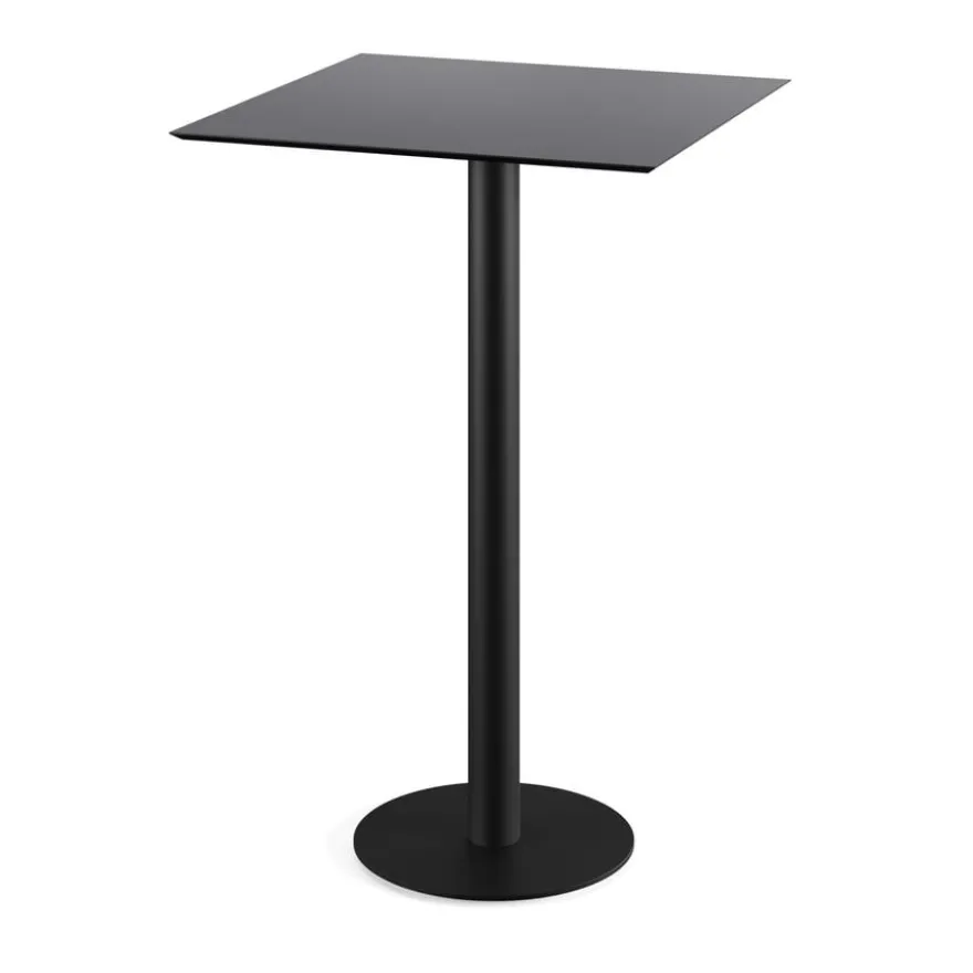 Feros Urban Stehtisch Schwarz gestell + Schwarz HPL 70 x 70 cm