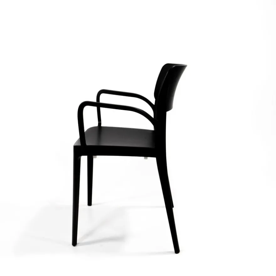 Feros WingArmchair Schwarz, Stapelstuhl Kunststoff