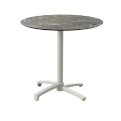 Feros X Cross Terrassentisch Sand gestell + Galaxy Marble HPL Ø70 cm