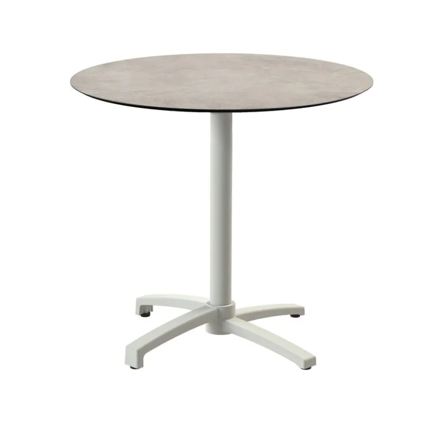 Feros X Cross Terrassentisch Sand gestell + Moonstone HPL Ø70 cm
