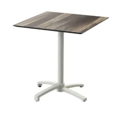 Feros X Cross Terrassentisch Sand gestell + Tropical Wood HPL 70x70 cm