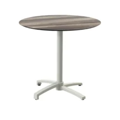 Feros X Cross Terrassentisch Sand gestell + Tropical Wood HPL Ø70 cm