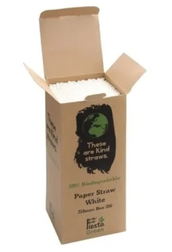 Fiesta Green biologisch abbaubare Papiertrinkhalme weiß - 250 Stk