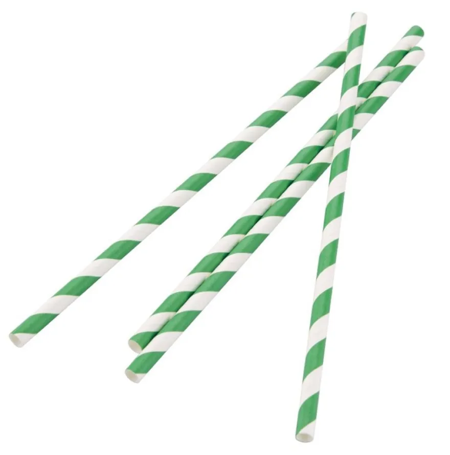 Fiesta Green Papiertrinkhalme 210 mm - weißgrün - 250 Stk