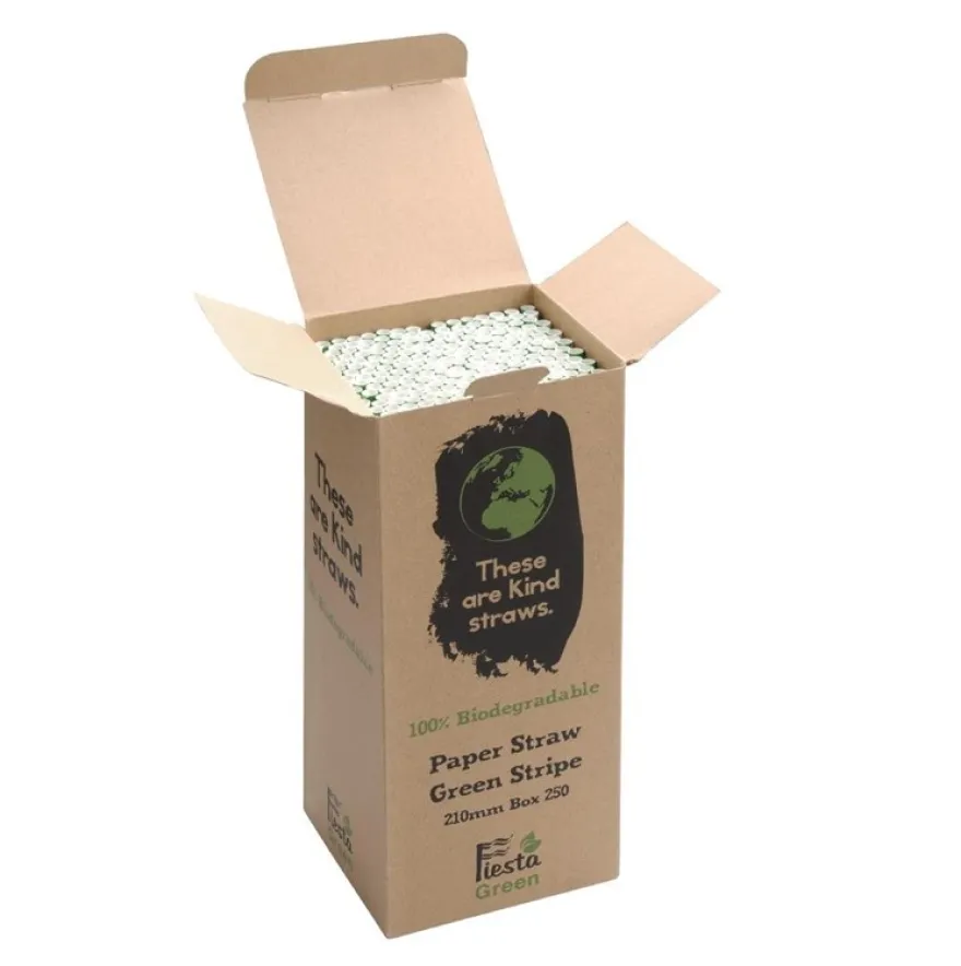 Fiesta Green Papiertrinkhalme 210 mm - weißgrün - 250 Stk