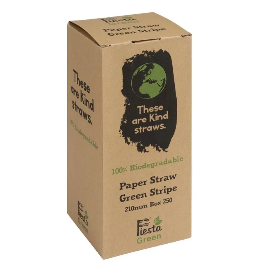 Fiesta Green Papiertrinkhalme 210 mm - weißgrün - 250 Stk