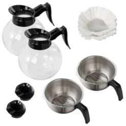 Filterkaffeemaschine ECO 2x 2 Liter schwarz inkl. 2 Glaskannen, 200 Tassen/Std., Professionelle Kaffeemaschine groß